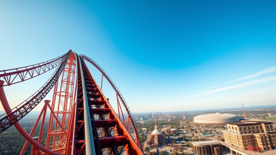 Exciting Texas tilt coaster on a tall track with dynamic view.