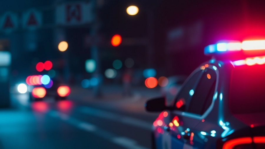 Police car with flashing lights in San Antonio traffic news scene.