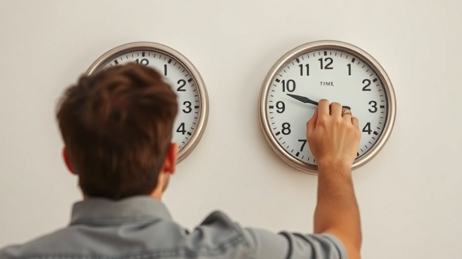 Person adjusting wall clocks for daylight saving time