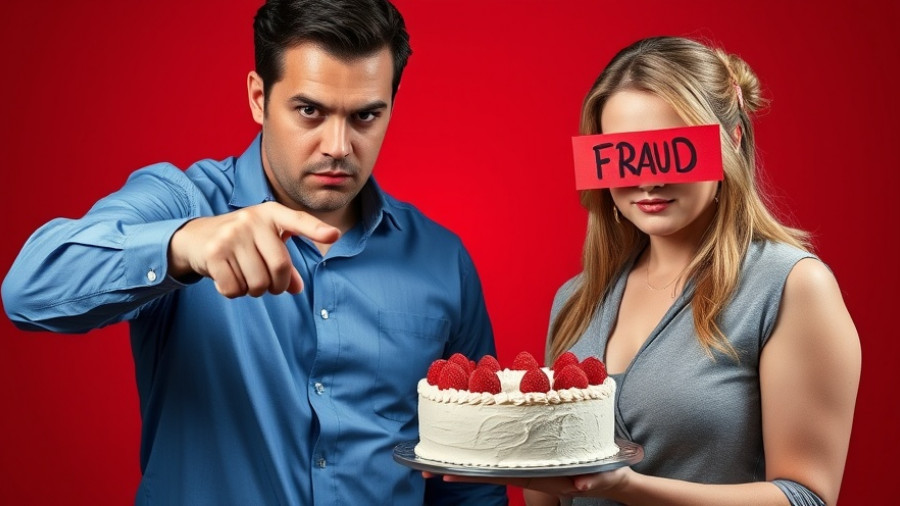 Big Pharma Influencer Marketing concept with cake labeled as fraud