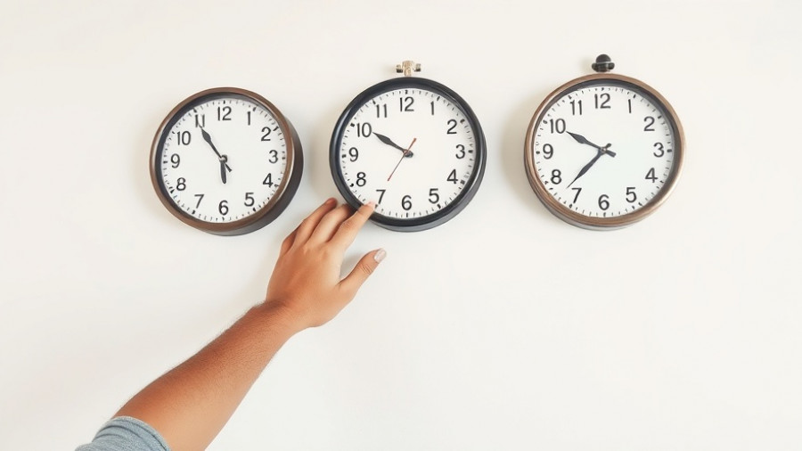 Daylight Saving Time: Person adjusts clocks on wall, indoor setting.