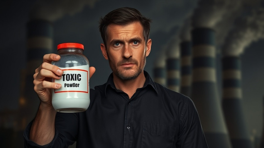 Industrial starch dangers highlighted with a toxic-labeled powder jar.