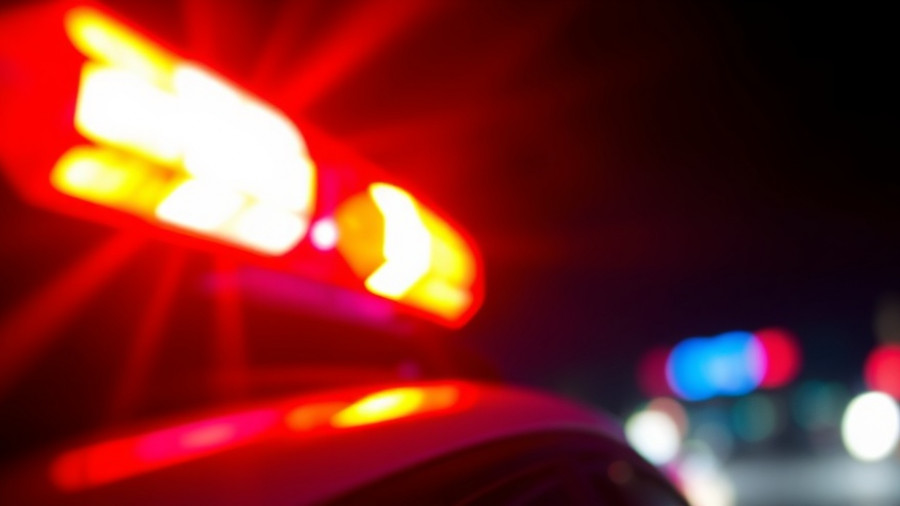 Blurred red and blue police lights, indicating pedestrian safety measures in Texas.