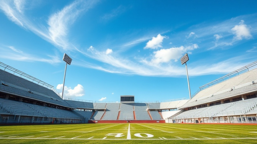 Empty school stadium highlighting absence, relating to gun violence in schools.