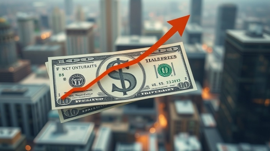 Abstract representation of Houston small business grants with moving dollar bills and arrows.