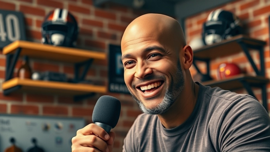 Smiling man in sports studio discussing Texans QB Strategy