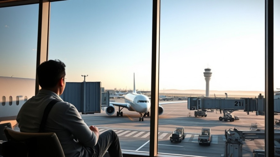Texas airport delays seen through terminal window during government shutdown.