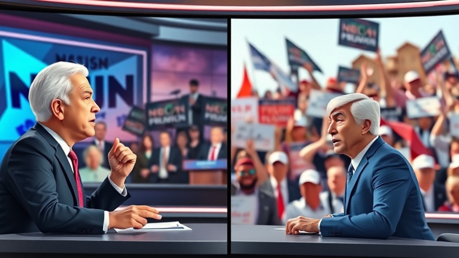 Political endorsements analysis in vibrant split-screen debate image