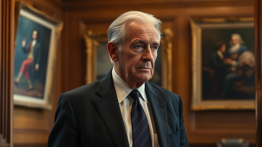 Older man in suit entering room related to Trump tariff policy Supreme Court hearing