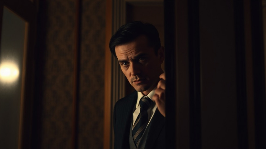 Pensive man peeking through a door at Austin Film Festival 2025.