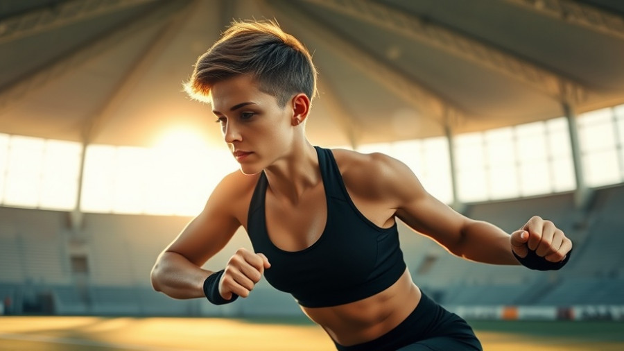 Athletic woman performing energy-boosting morning exercise outdoors.