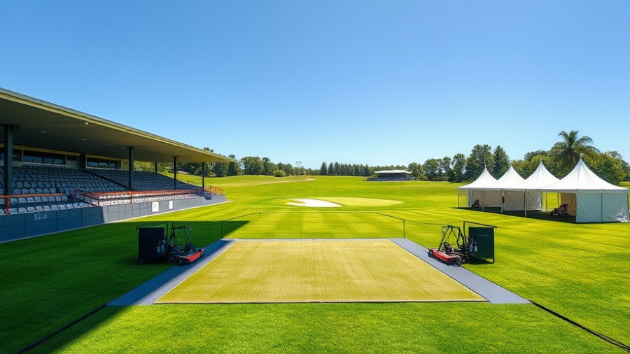 Memorial Park Golf Course driving range improvements with seating and tents.