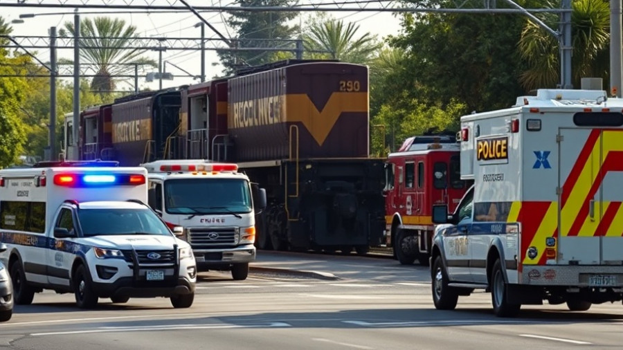 Emergency response at Vandegrift High School band train crash site.