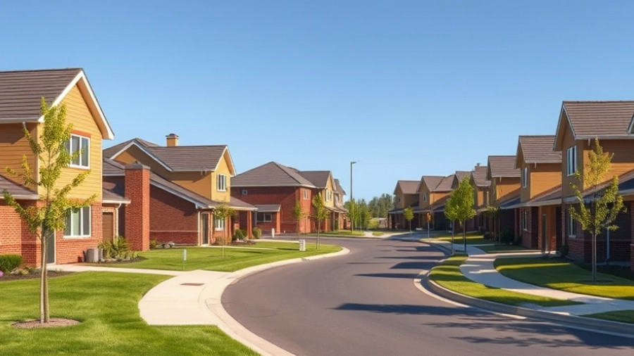 Quiet suburban street in Houston, clear day, modern homes.