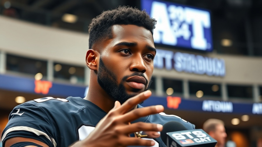 Dak Prescott postgame analysis at press conference, thoughtful expression.