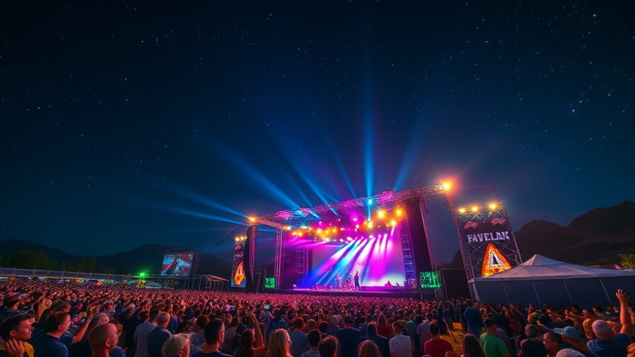 Cattle Country Music Festival 2026 at night with vibrant stage lights and audience.