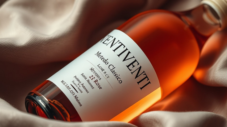 Ventiventi Metodo Classico Rosé bottle resting on a textured surface