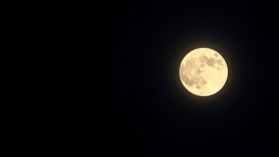 November Beaver Moon Supermoon shining brightly in a dark sky.