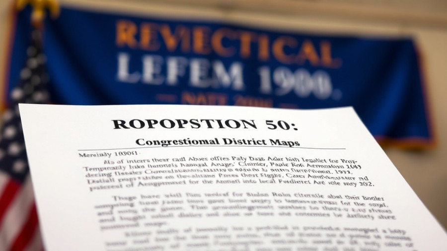 Close-up of Proposition 50 document on California congressional redistricting.