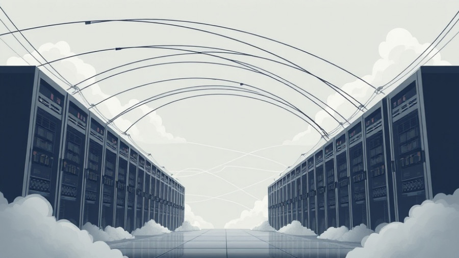 Power lines and server racks illustration representing Houston business news.