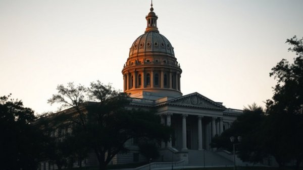 Texas Capitol under shadow with trees, Texas propositions betting.