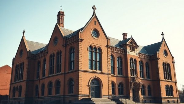 Central Catholic High School building in focus, lawsuit context.