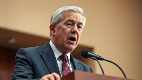Middle-aged man speaking at a podium about legal topics.