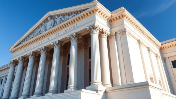 Classical courthouse symbolizing Trump tariffs legal issues.