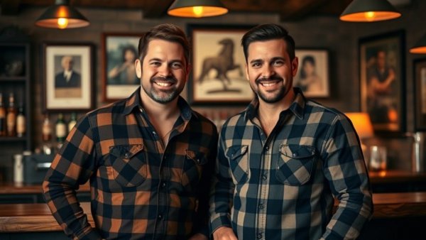 Houston business news: Two men in a bar, friendly expression.