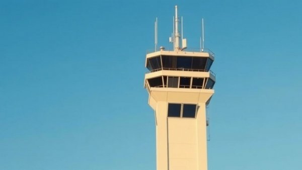 Close-up of an airport control tower in Houston.