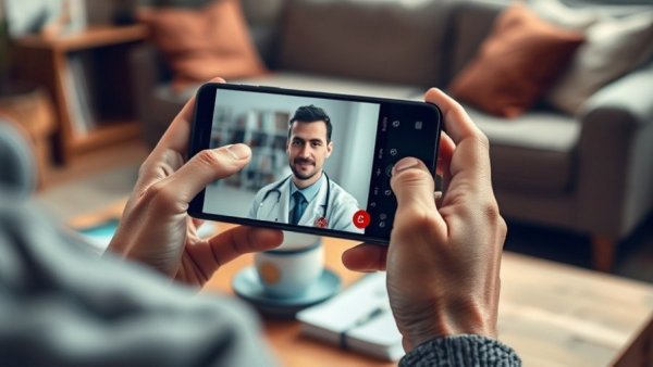 Person having a telehealth video call, illustrating permanent telehealth solutions.