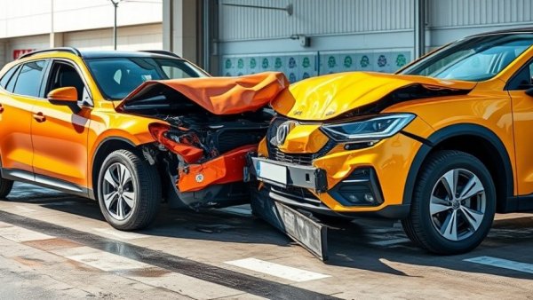 Car collision highlighting concussion risk and traffic accidents scene.