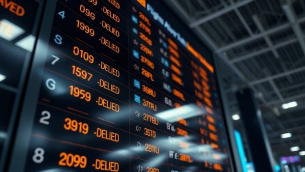 Close-up of flight status board showing RDU flight delays.