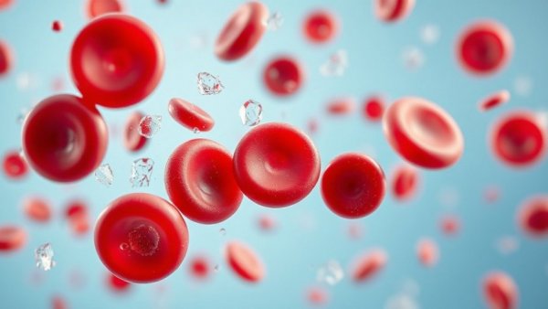 Close-up of blood cells and sugar crystals in soft lighting.