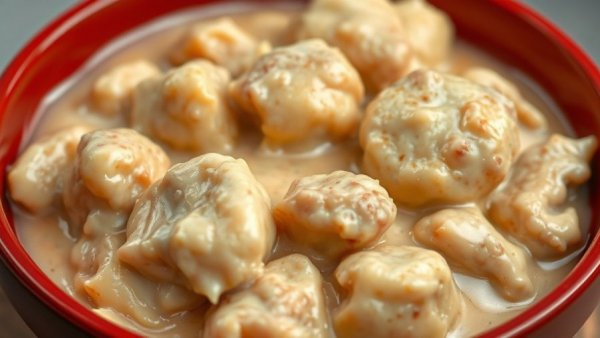 Chicken and dumplings in a red bowl return to DQ in Texas.