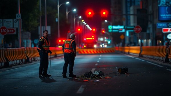 San Antonio crime reports: Police officers investigating nighttime road incident.