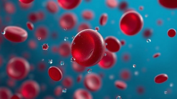 Illustration of blood cells and sugar for natural diabetes treatment.