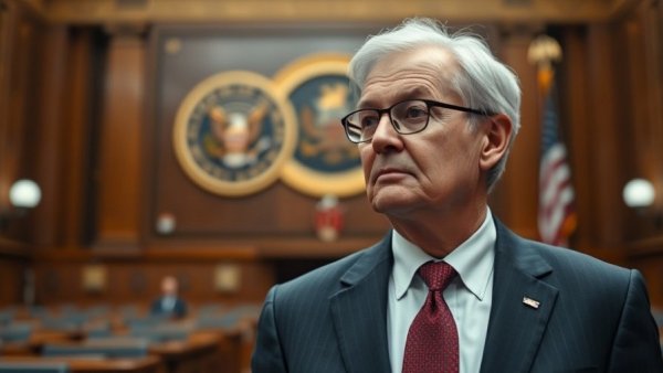 Distinguished older man reflecting in Texas legislative chamber.