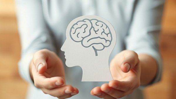 Illustration of brain in paper cutout, mental health concept.