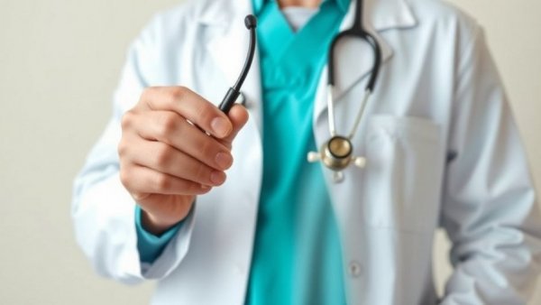 Health and wellness concept with doctor holding stethoscope.