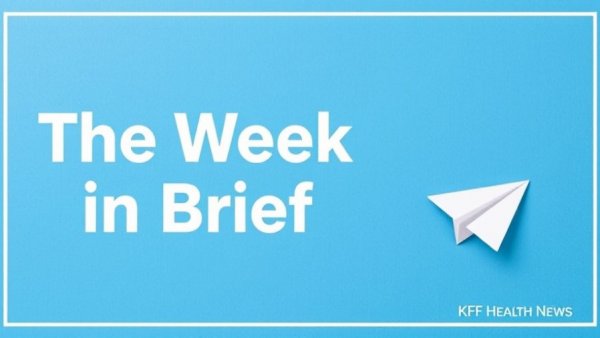 Textured graphic with paper airplane and 'The Week in Brief' on a blue background.