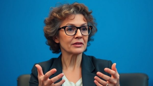 Middle-aged woman discussing in a professional setting, related to Supreme Court decisions.