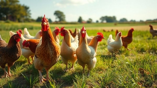 Free-range chickens on a farm representing Vital Farms revenue growth.