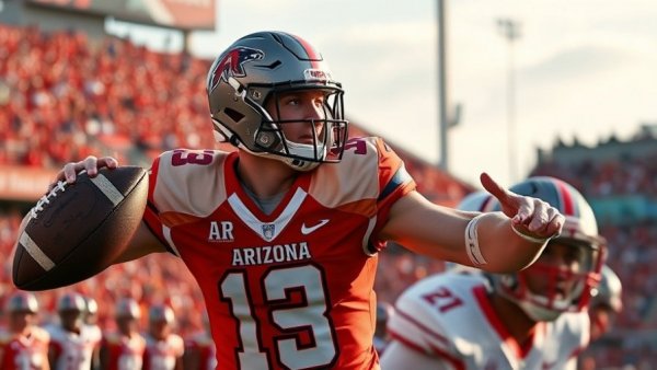 Arizona Wildcats vs Kansas Jayhawks Highlights poster featuring quarterback.