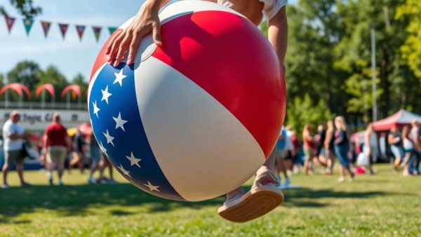 San Antonio Veterans Day celebration with American flag beach ball.