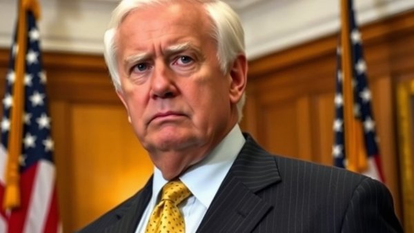 Older man in formal attire, potential GOP trouble if Democrats nuke filibuster, American flag in background.