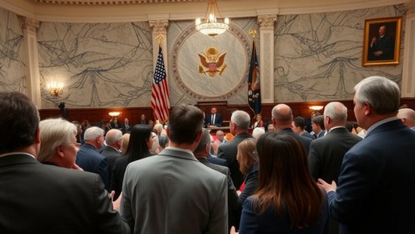 Candid scene in the US Senate chamber, people in discussions, US Senate updates.