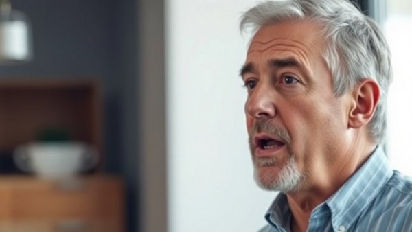 Portrait of a man speaking passionately in a soft-lit room.