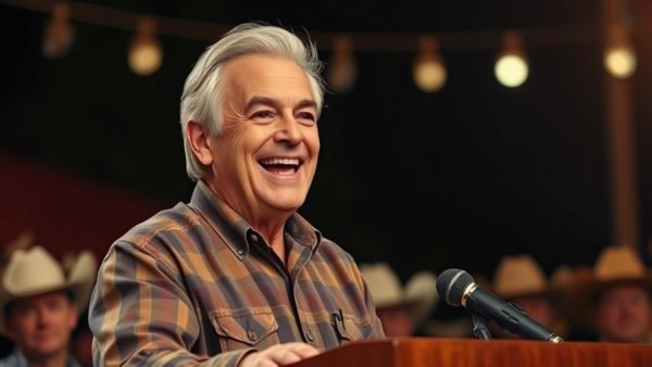 Texas governor news: Politician giving speech at outdoor event.