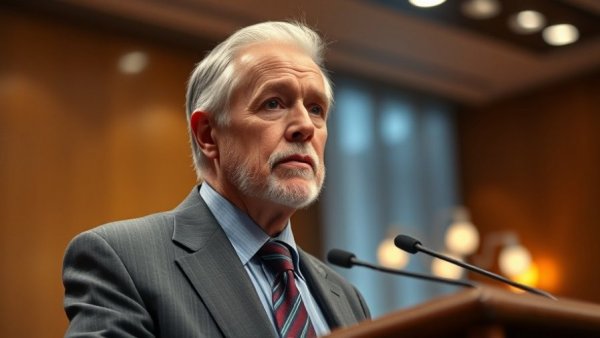 Distinguished elder statesman speaking at a podium, discussing a senate deal to end the government shutdown.